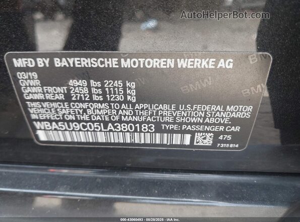 WBA5U9C05LA380183 2020 BMW 3 SERIES Black Vista del compartimento del motor