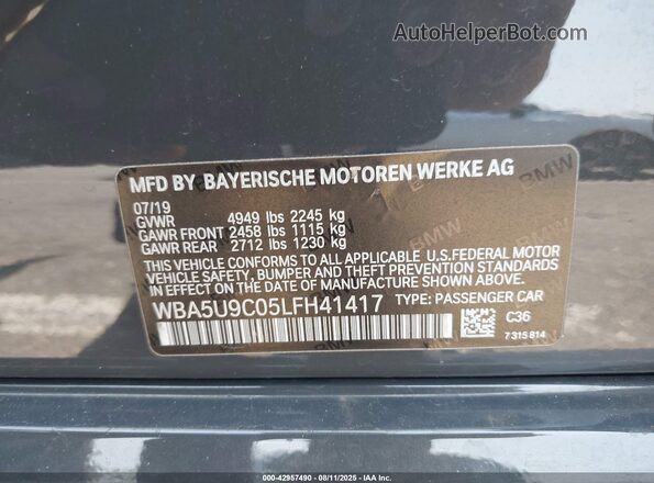 WBA5U9C05LFH41417 2020 BMW 3 SERIES Gray Engine compartment view