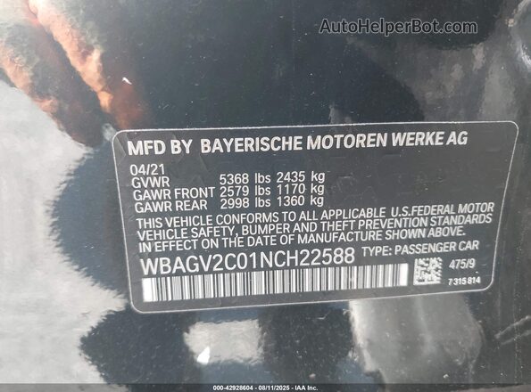 WBAGV2C01NCH22588 2022 BMW 840 GRAN COUPE Black 