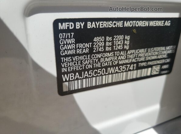 WBAJA5C50JWA35741 2018 BMW OTHER Cream 