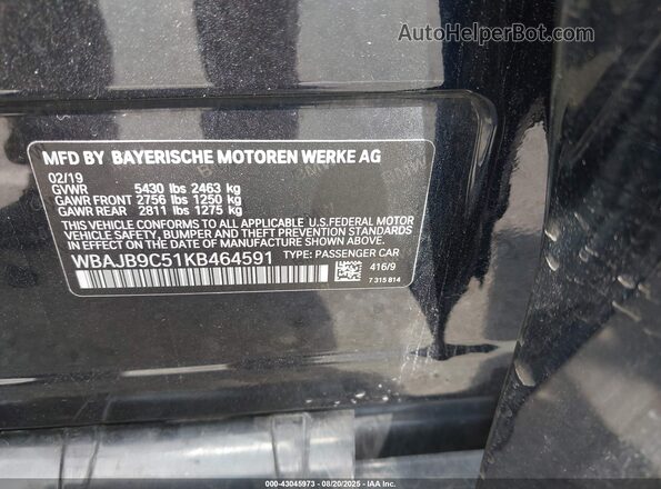 WBAJB9C51KB464591 2019 BMW 7 SERIES Черный Вид подкапотного пространства