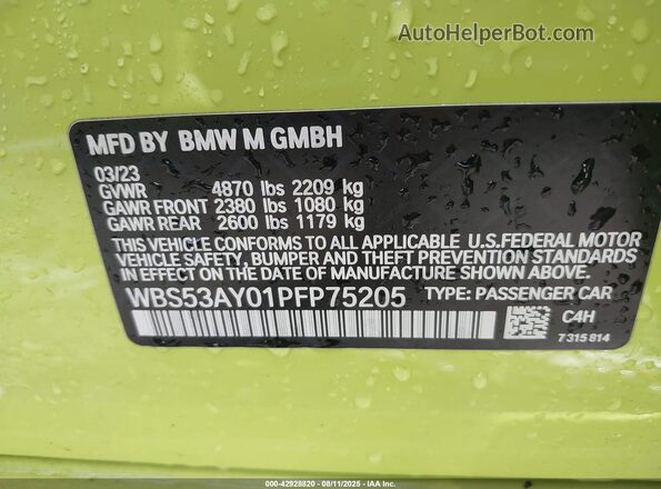WBS53AY01PFP75205 2023 BMW M3 Green Շարժիչի բաժամունքի տեսք