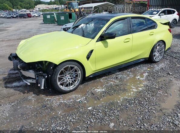 WBS53AY01PFP75205 2023 BMW M3 Green Առջևի ձախ երեք քառորդ տեսարան