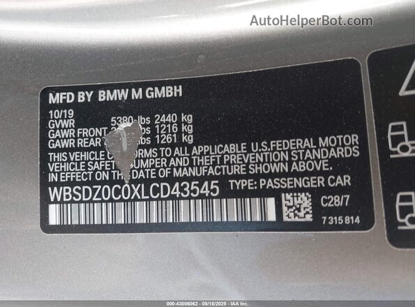 WBSDZ0C0XLCD43545 2020 BMW M8 Gray Engine compartment view