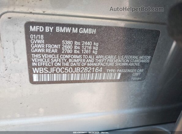 WBSJF0C50JB282164 2018 BMW M5 Черный Вид подкапотного пространства