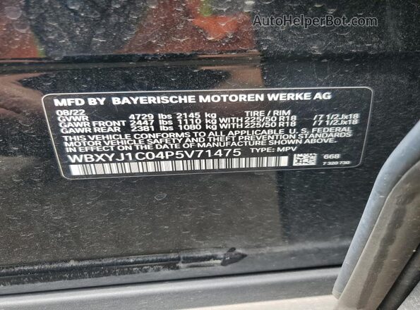 WBXYJ1C04P5V71475 2023 BMW X2 Black VIN կոդի պիտակի տեսք