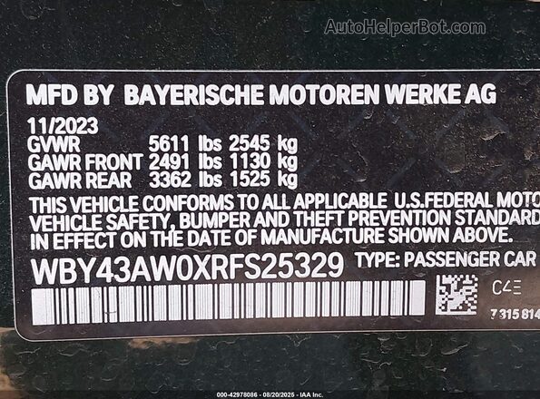 WBY43AW0XRFS25329 2024 BMW I4 Green Вид підкапотного простору