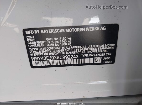 WBY43EJ0XRCR92243 2024 BMW OTHER White Vista del compartimento del motor
