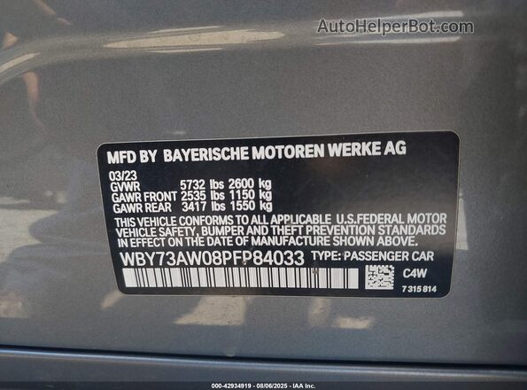 WBY73AW08PFP84033 2023 BMW I4 Gray Vista del compartimento del motor
