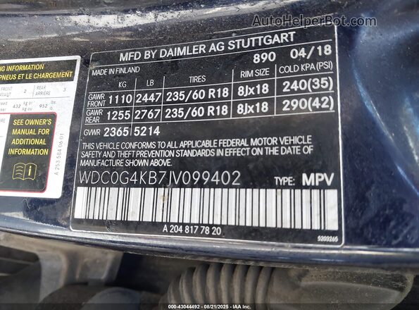 WDC0G4KB7JV099402 2018 MERCEDES-BENZ GLC 300 Blue 