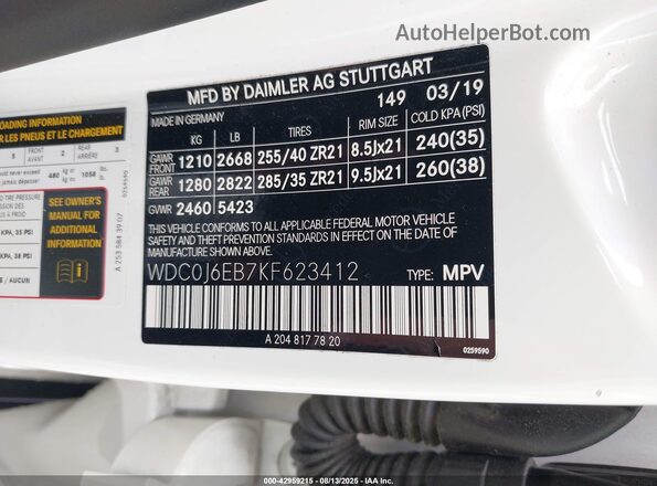 WDC0J6EB7KF623412 2019 MERCEDES-BENZ AMG GLE 43 COUPE White ძრავის განყოფილების ხედი