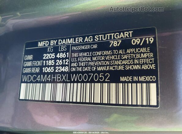 WDC4M4HBXLW007052 2020 MERCEDES-BENZ GLB-CLASS Gray ძრავის განყოფილების ხედი