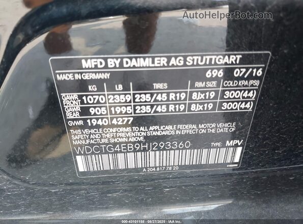 WDCTG4EB9HJ293360 2017 MERCEDES-BENZ GLA 250 Black Вид підкапотного простору