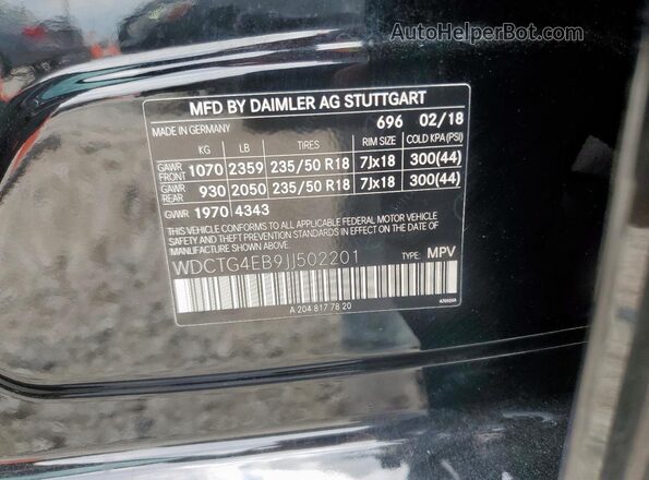 WDCTG4EB9JJ502201 2018 MERCEDES-BENZ GLA Black 
