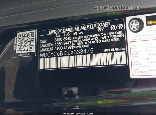 WDCYC6BJ2LX338475 2020 MERCEDES-BENZ G-CLASS Black Շարժիչի բաժամունքի տեսք