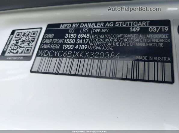 WDCYC6BJXKX320384 2019 MERCEDES-BENZ G 550 White 