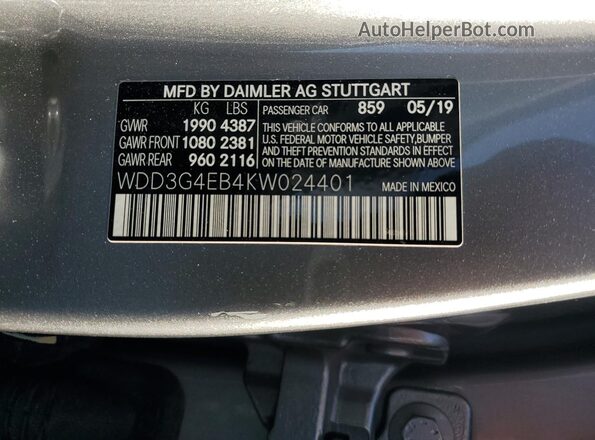WDD3G4EB4KW024401 2019 MERCEDES-BENZ A-CLASS Silver 