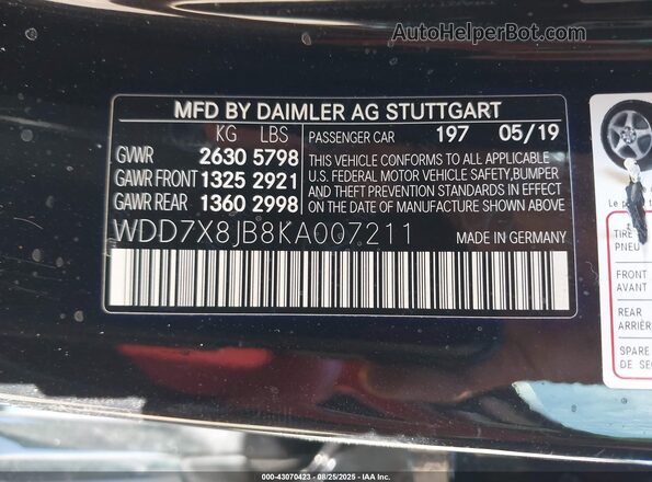 WDD7X8JB8KA007211 2019 MERCEDES-BENZ AMG GT 63 4-DOOR COUPE Black Widok komory silnika
