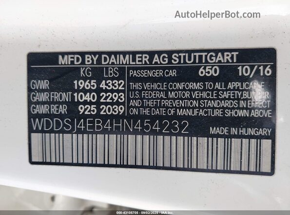 WDDSJ4EB4HN454232 2017 MERCEDES-BENZ CLA 250 White 