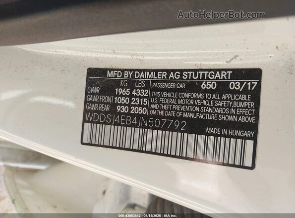 WDDSJ4EB4JN507792 2018 MERCEDES-BENZ CLA 250 Белый 