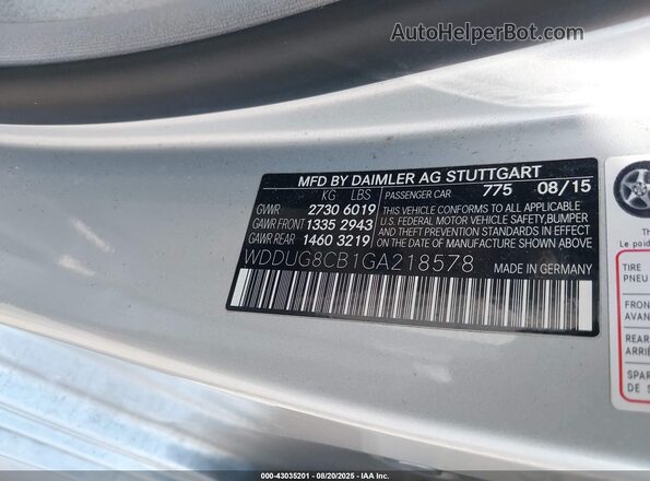 WDDUG8CB1GA218578 2016 MERCEDES-BENZ S-CLASS Silver ძრავის განყოფილების ხედი