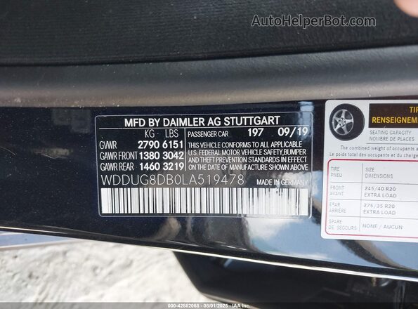 WDDUG8DB0LA519478 2020 MERCEDES-BENZ S-CLASS Black Widok komory silnika