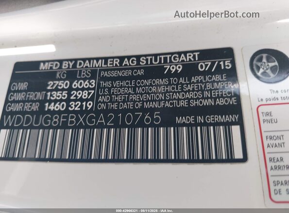 WDDUG8FBXGA210765 2016 MERCEDES-BENZ S-CLASS White Vista del compartimento del motor