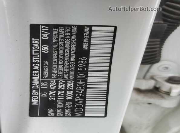 WDDVP9AB0HJ015986 2017 MERCEDES-BENZ B-CLASS White Շարժիչի բաժամունքի տեսք