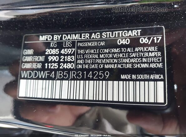 WDDWF4JB5JR314259 2018 MERCEDES-BENZ C-CLASS Black 