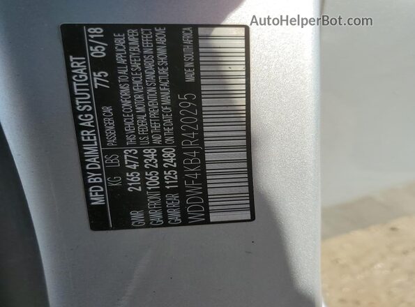 WDDWF4KB4JR420295 2018 MERCEDES-BENZ C Silver 