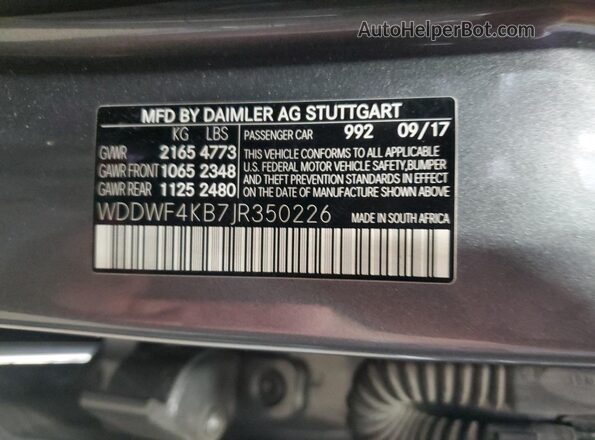 WDDWF4KB7JR350226 2018 MERCEDES-BENZ C Silver 