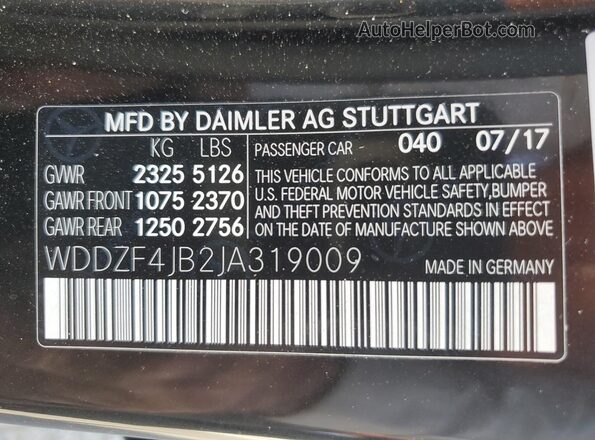 WDDZF4JB2JA319009 2018 MERCEDES-BENZ E Black 