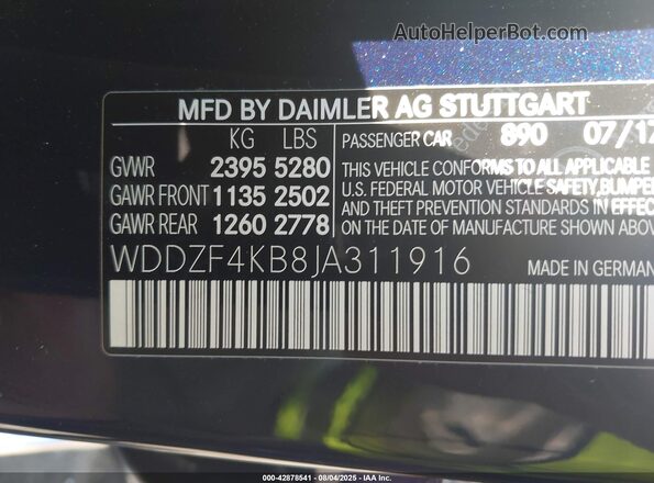 WDDZF4KB8JA311916 2018 MERCEDES-BENZ E Blue Engine compartment view
