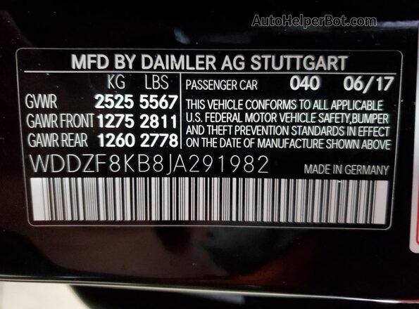 WDDZF8KB8JA291982 2018 MERCEDES-BENZ E Black 