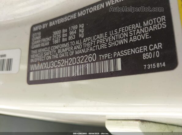 WMWXU3C52H2D32260 2017 MINI HARDTOP White 