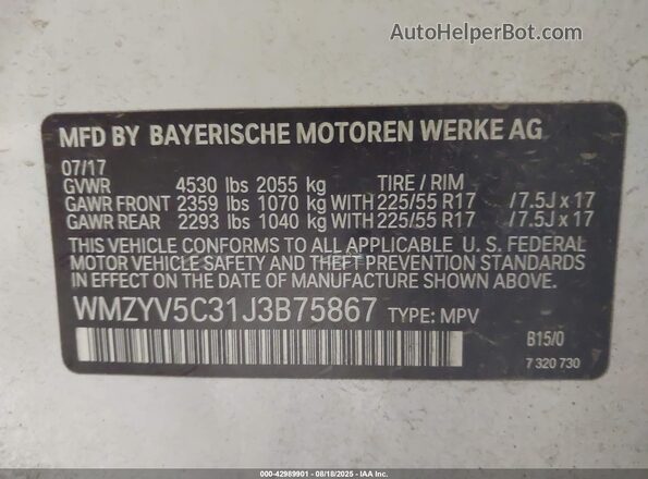 WMZYV5C31J3B75867 2018 MINI COUNTRYMAN Белый Вид подкапотного пространства