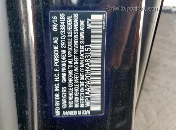 WP1AA2A20HKA83151 2017 PORSCHE CAYENNE Черный 