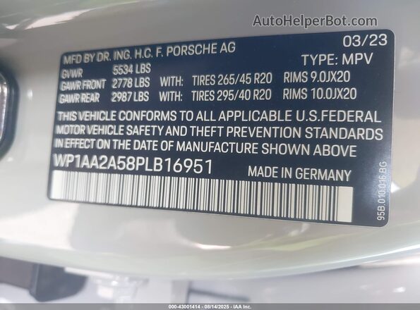 WP1AA2A58PLB16951 2023 PORSCHE MACAN Gray 