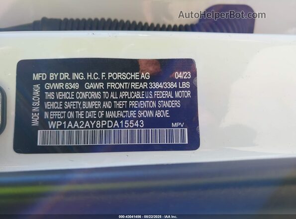 WP1AA2AY9KDA03135 2019 PORSCHE CAYENNE White Vista del compartimento del motor