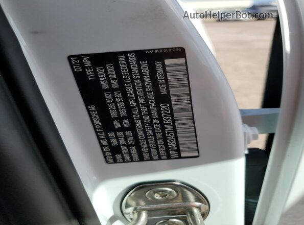 WP1AB2A57MLB37220 2021 PORSCHE MACAN White Widok naklejki z numerem VIN