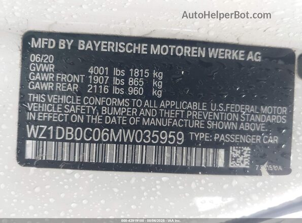WZ1DB0C06MW035959 2021 TOYOTA GR SUPRA White ძრავის განყოფილების ხედი