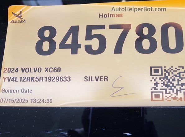YV4L12RK5R1929633 2024 VOLVO XC60  Widok naklejki z numerem VIN