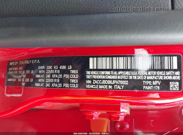 ZACCJBDB6JPH76002 2018 JEEP RENEGADE Красный 