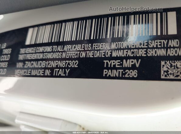 ZACNJDB12NPN87302 2022 JEEP RENEGADE White ძრავის განყოფილების ხედი