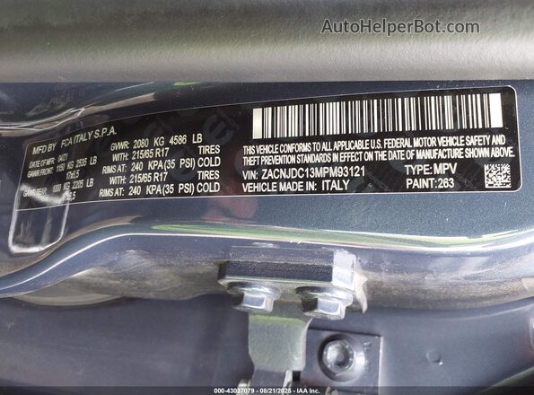 ZACNJDC13MPM93121 2021 JEEP RENEGADE Blue ძრავის განყოფილების ხედი