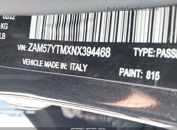 ZAM57YTMXNX394468 2022 MASERATI GHIBLI Black Շարժիչի բաժամունքի տեսք