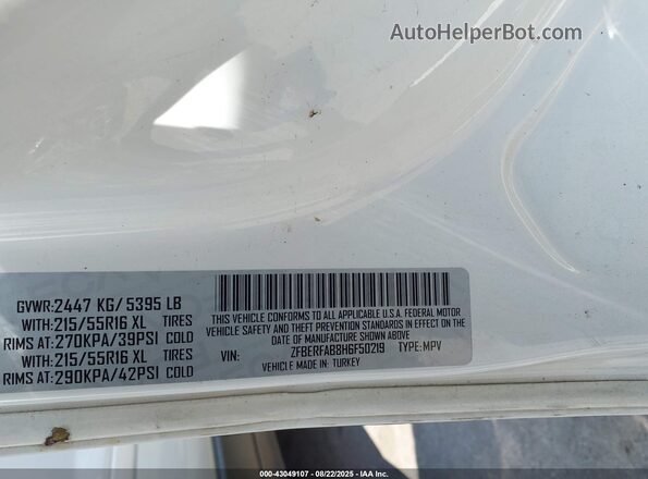 ZFBERFAB8H6F50219 2017 RAM PROMASTER CITY White 