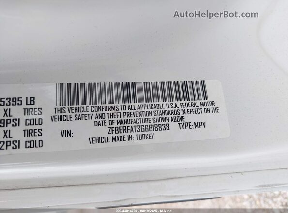 ZFBERFAT3G6B18838 2016 RAM PROMASTER CITY White ძრავის განყოფილების ხედი