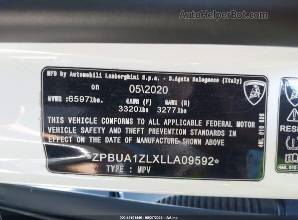 ZPBUA1ZLXLLA09592 2020 LAMBORGHINI URUS Черный Вид подкапотного пространства