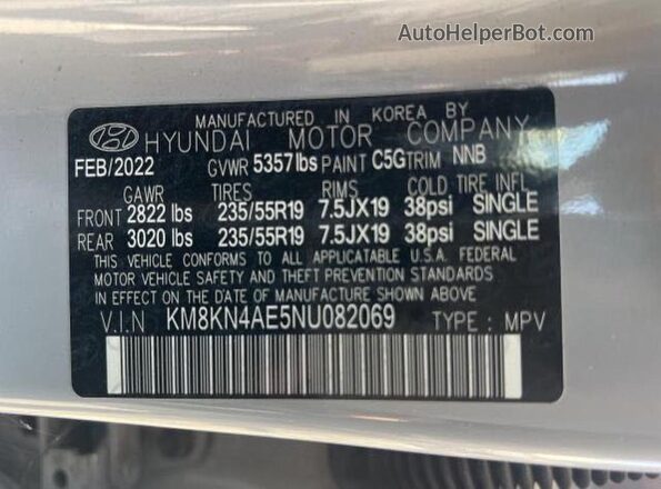 KM8KN4AE5NU082069 2022 HYUNDAI IONIQ Gray 